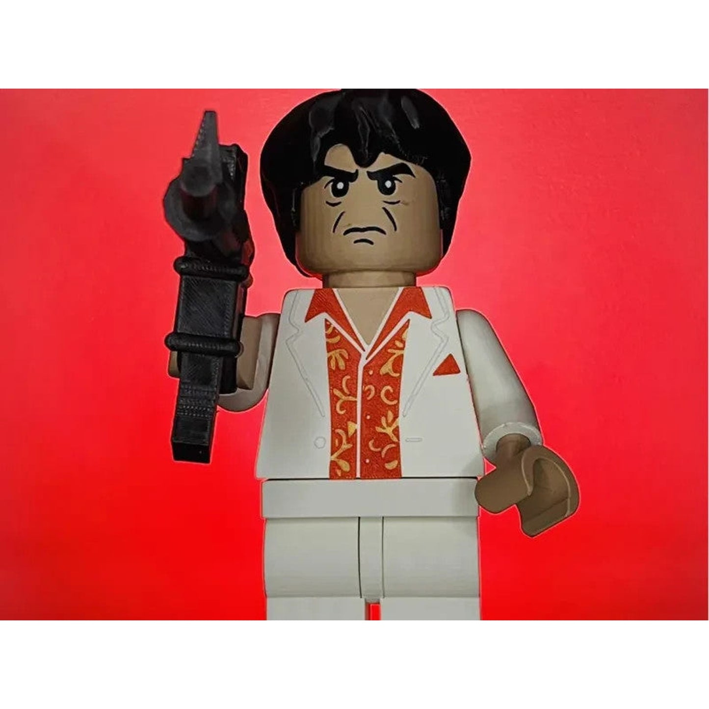 Scarface Tony Montana Brick Figure 8 inches tall 3D Printed Lego Inspired