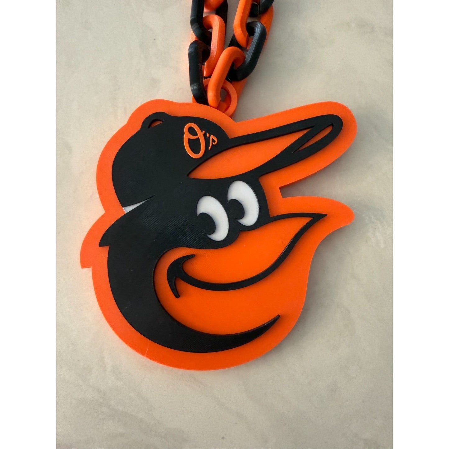 Baltimore Orioles Oversized Logo Pendant And Chain Necklace