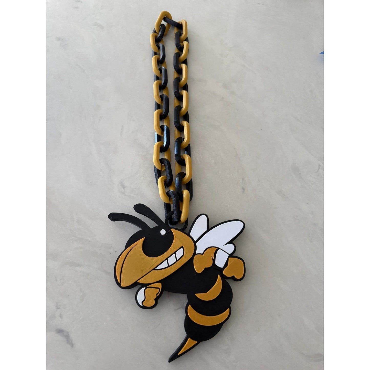 Georgia Tech Yellow Jackets Oversized Chain Necklace "Progress And Service"
