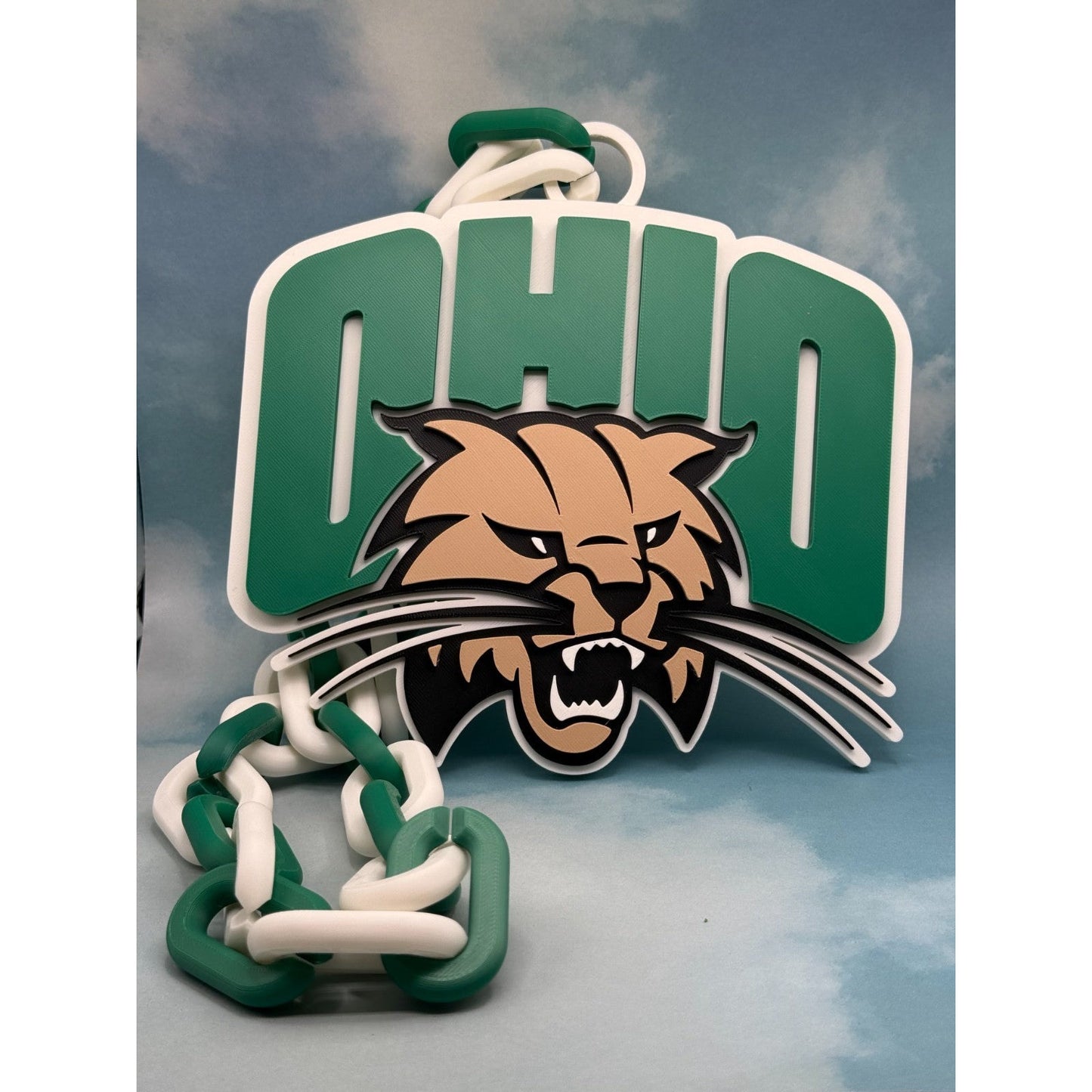 Ohio Bobcats Logo Oversized Fan Necklace Pendant Chain Handmade