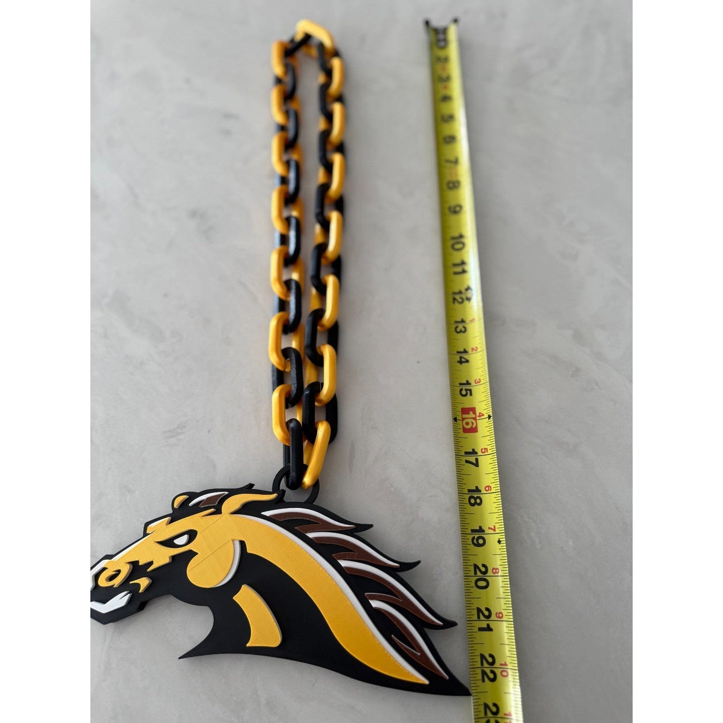 Western Michigan Broncos Logo Oversized Necklace, Pendant Chain,"Row the Boat"