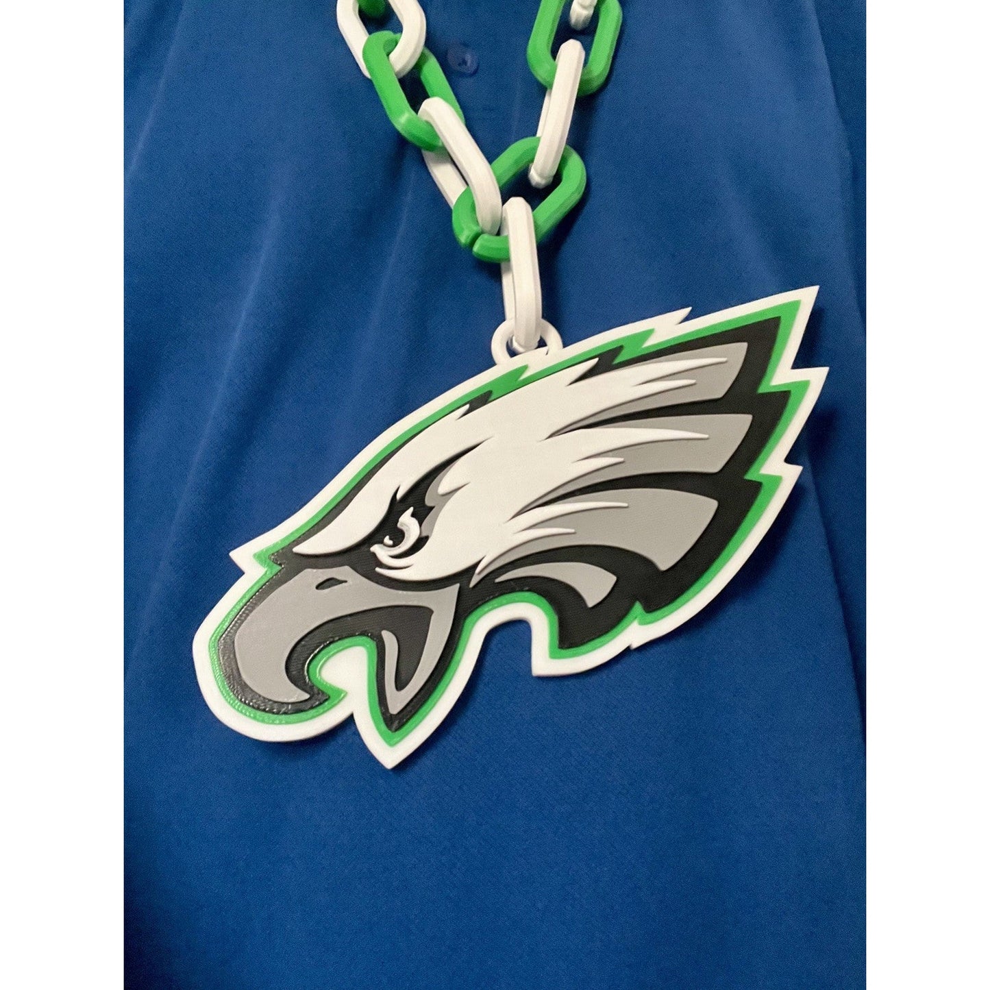 Philadelphia Eagles Extra Large 3D Printed Fan Necklace Chain Links 4 Game Day