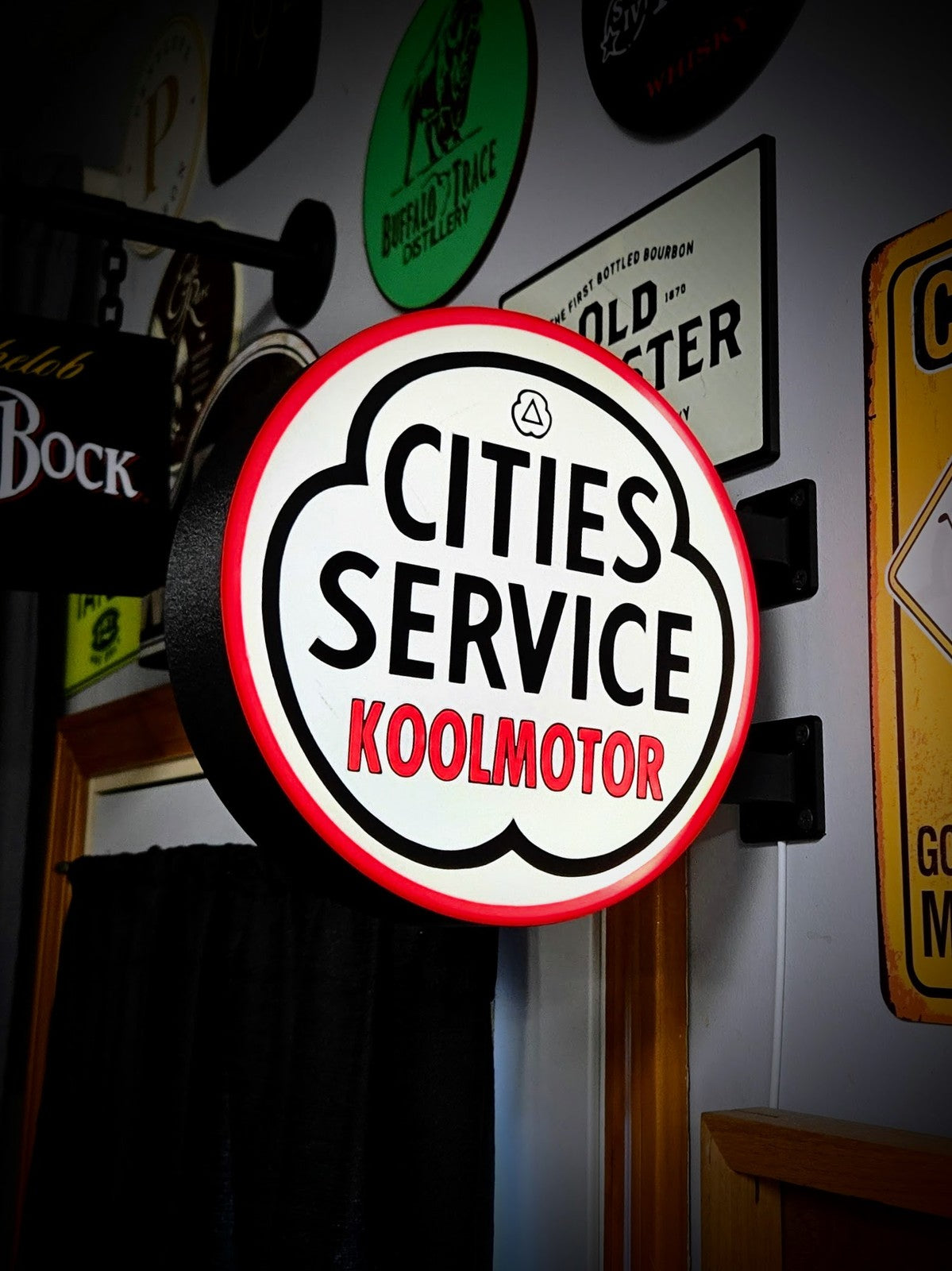 CITIES SERVICE 12 Inch Light Box LED Sign 3D Printed Wall Decor Man Cave Garage