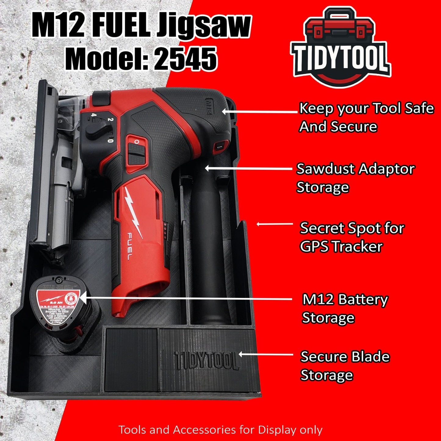 M12 Fuel Jigsaw Organizer for Milwaukee Compact Packout insert 2545-20
