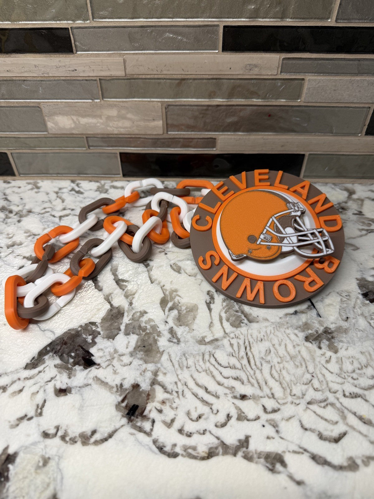 Cleveland Browns Spinner Turnover Chain | 4.75” Pendant | 36” Chain