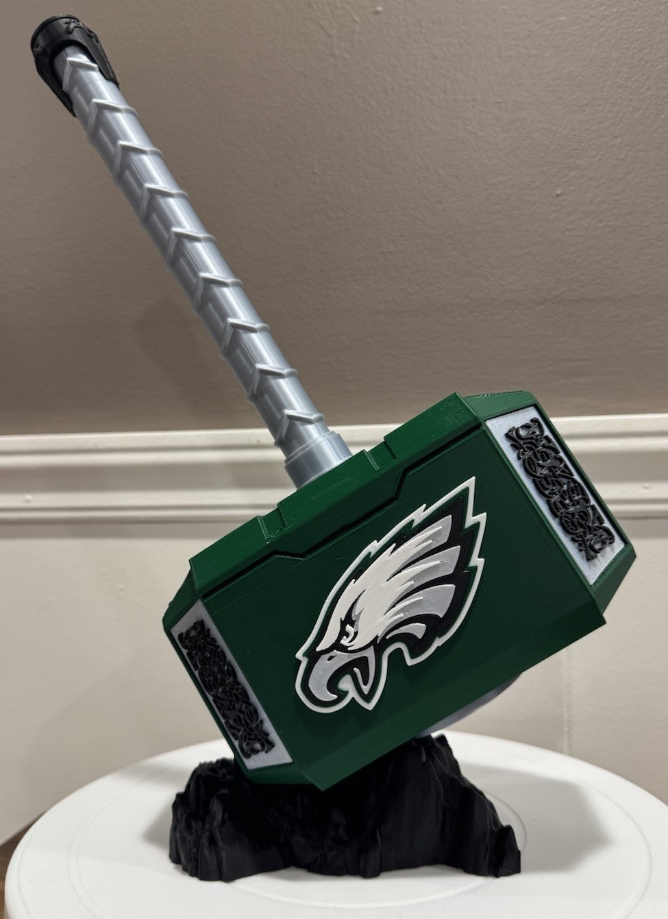 Philadelphia Eagles 13” Thor Hammer Mjolnir & Rock Fan Gift Man Cave Office Desk