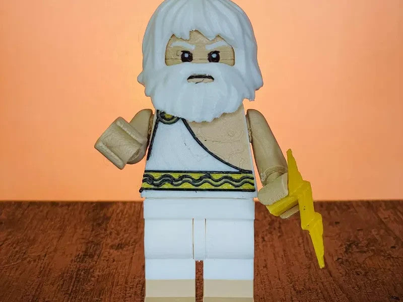 Zeus Brick Figure 8 inches tall 3D Printed Lego Inspired