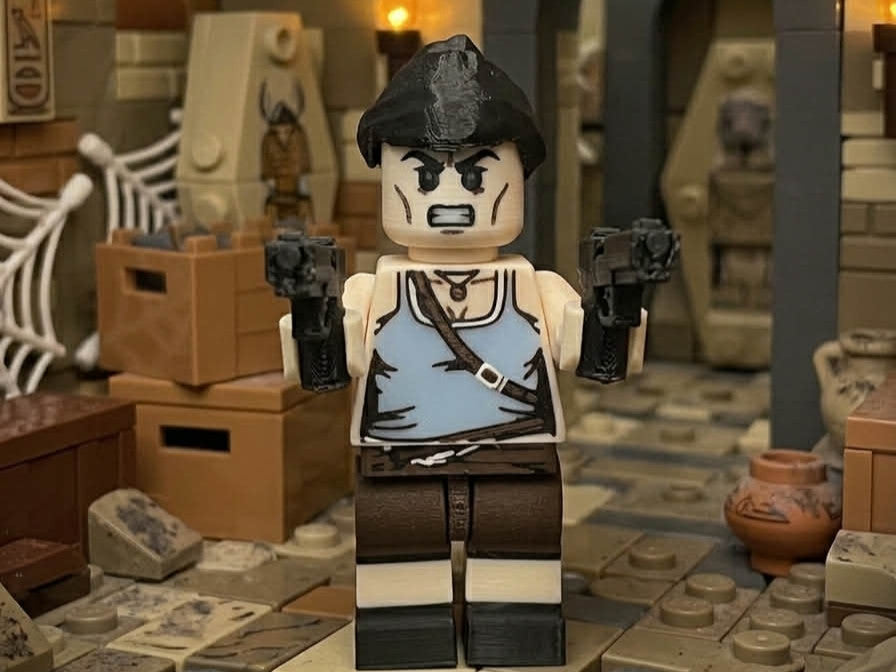 Laura Croft Figure 8 inches tall 3D Printed Lego Inspired