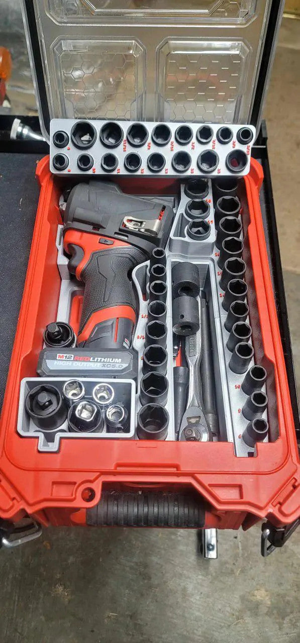 Packout Insert 3D Printed ABS - Stubby Gen 2 12v Drill And 49pc Socket Set Organ