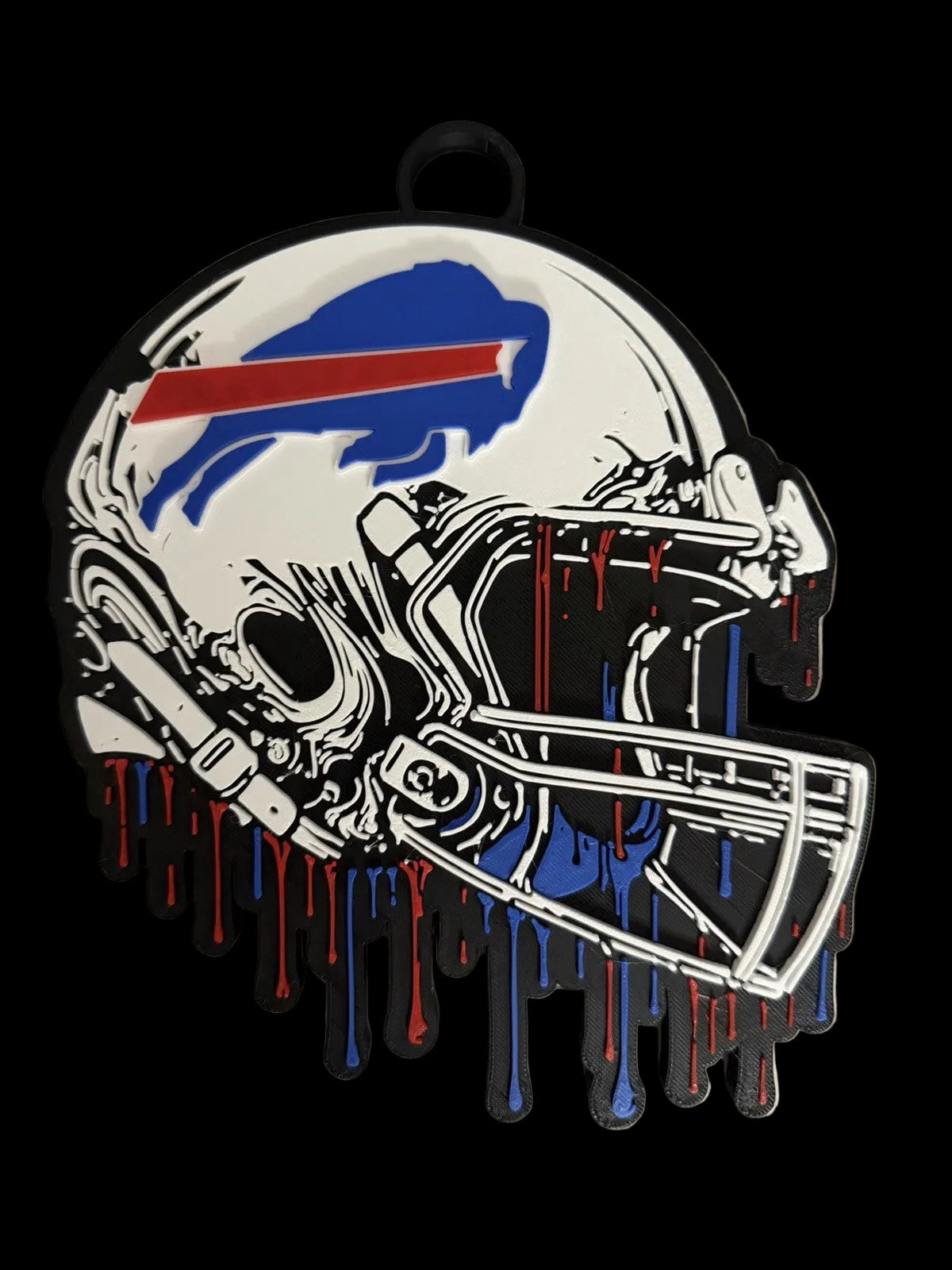 Bills Custom Team Helmet “Drip” Pendant – 42” Chain Link Necklace 3D printed