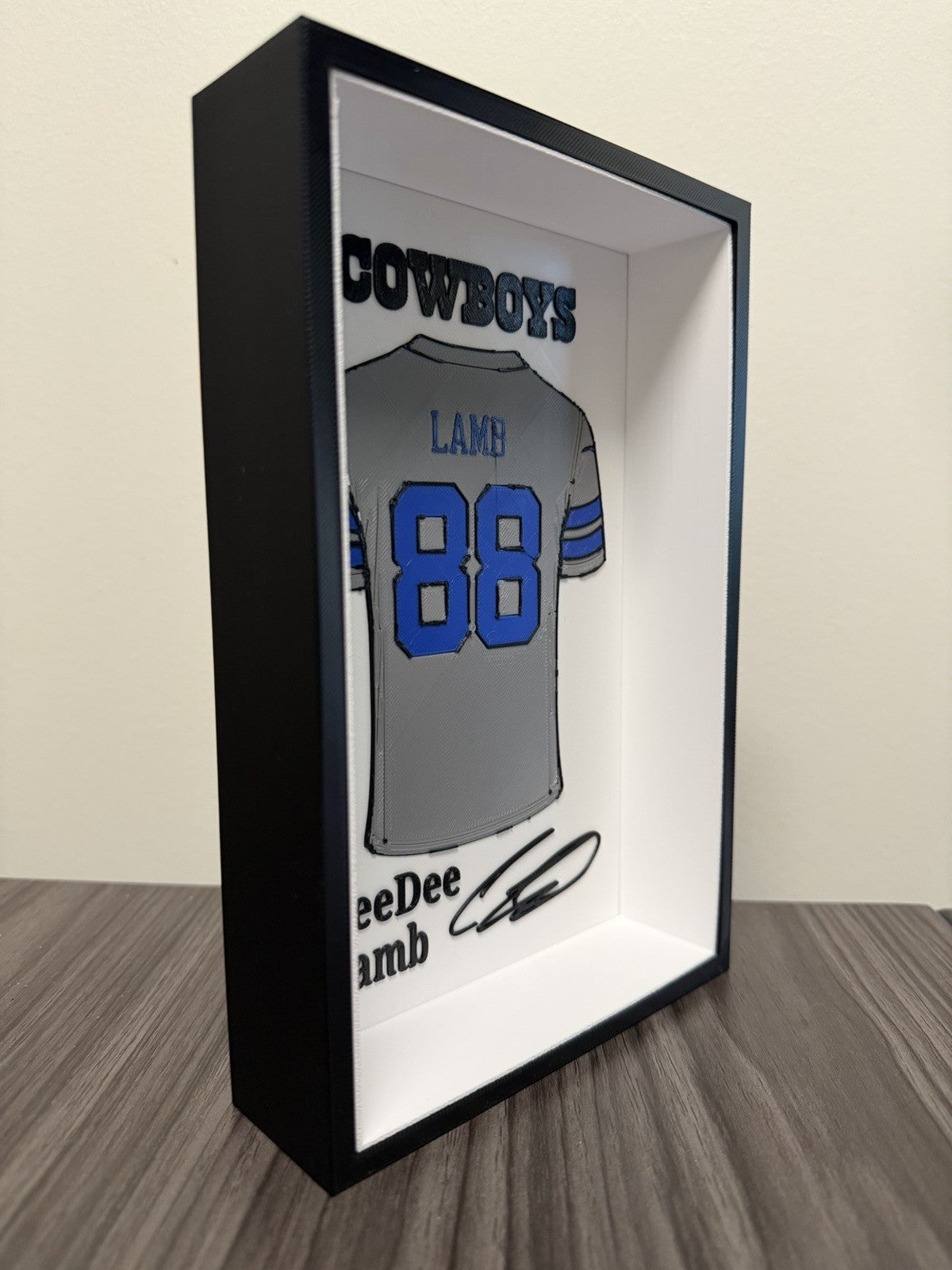 Custom Football Jersey-Inspired Wall/Desktop Display – 3D Printed Frame