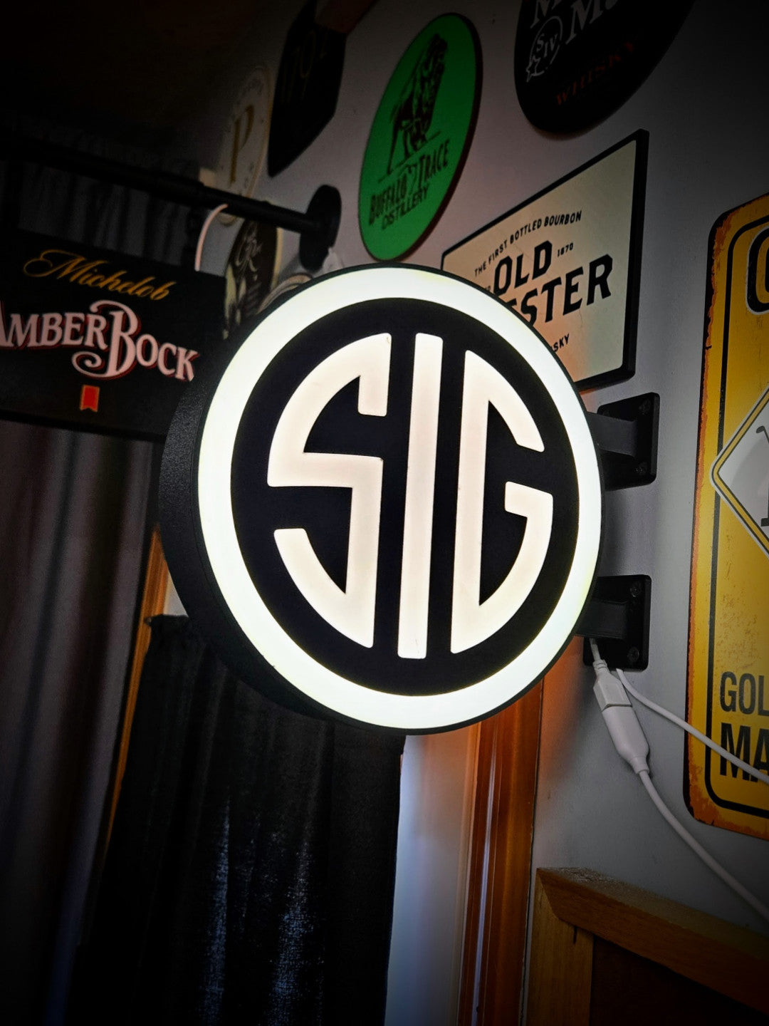 SIG Sauer 2-Sided 12 Inch Light Box LED Sign 3D Printed Wall Decor Man Cave