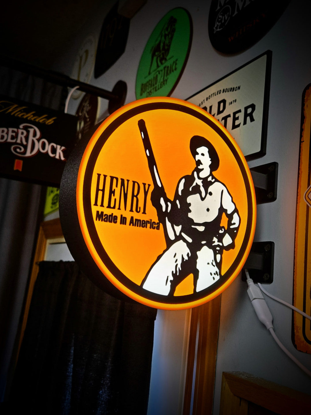 HENRY 12 Inch Light Box LED Sign 3D Printed Wall Decor Man Cave Garage