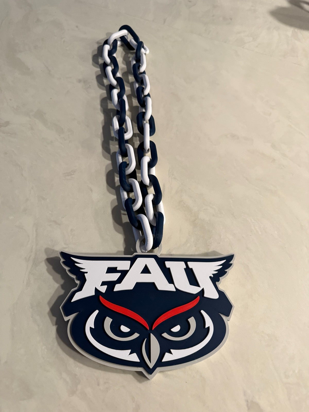 Florida Atlantic Owls Logo Necklace Oversized Turnover Chain HandMade 3D Printed