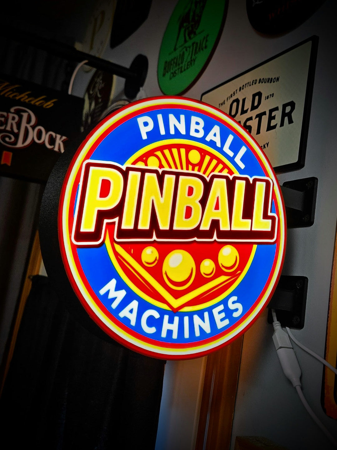 PINBALL MACHINES 12 Inch Light Box LED Sign 3D Printed Wall Decor Man Cave