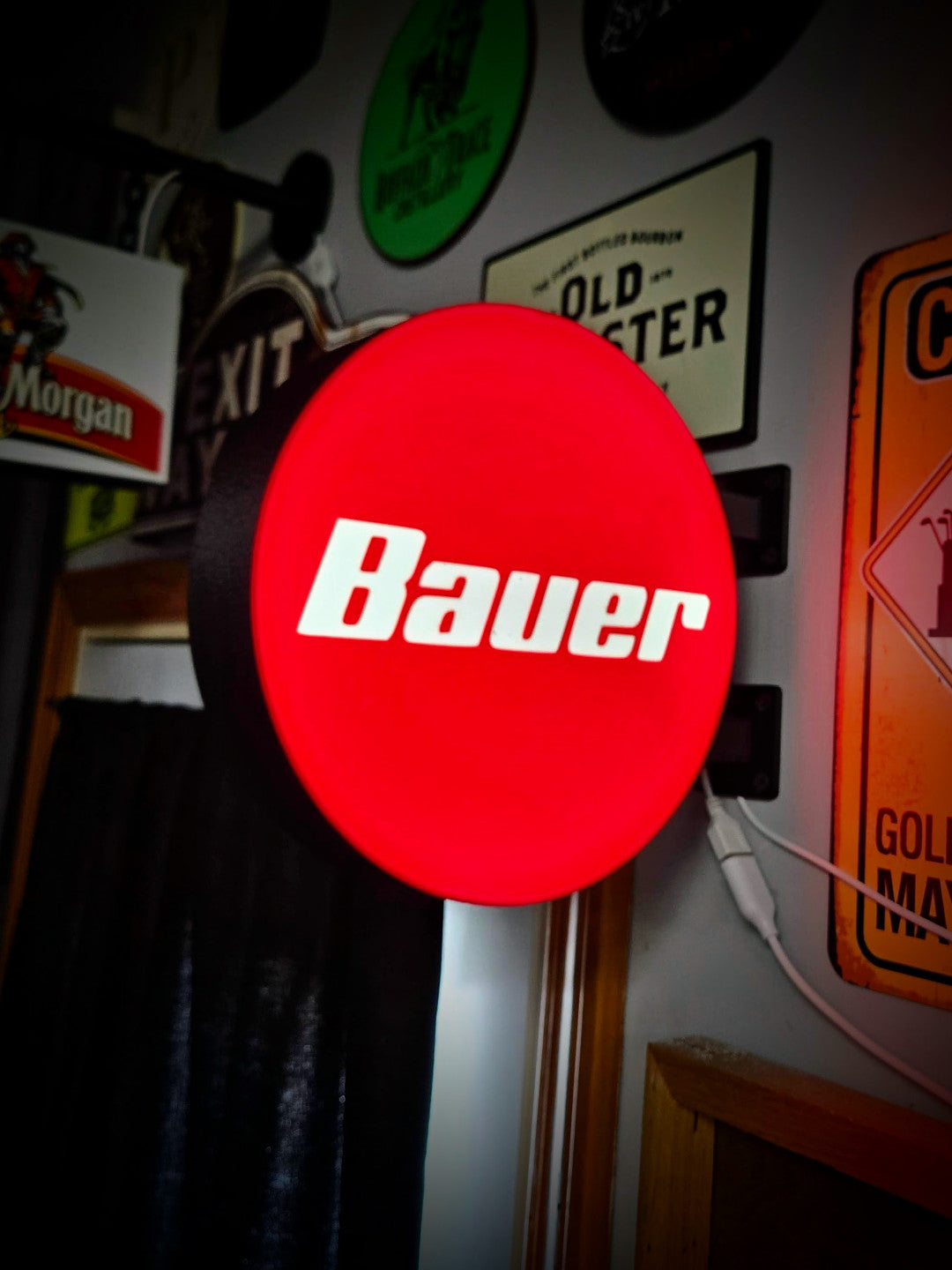 BAUER TOOLS 12 Inch Light Box LED Sign 3D Printed Wall Decor Man Cave Garage