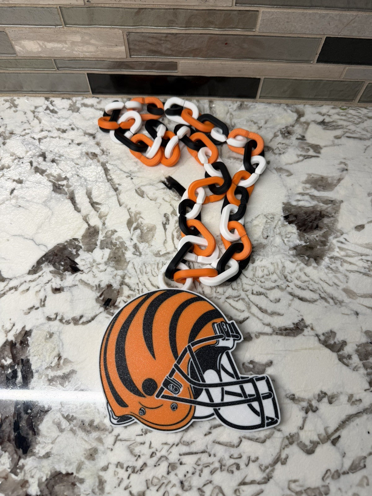 Cincinnati Bengals Helmet Chain | 5” Pendant | 36” Chain | 3d printed