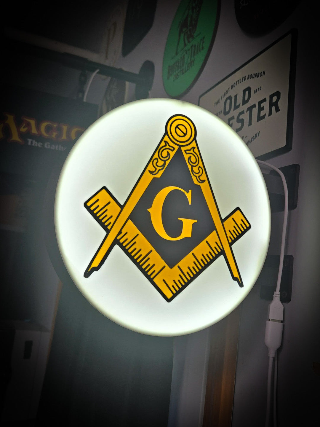 FREEMASON 12 Inch Light Box LED Sign 3D Printed Wall Decor Man Cave Garage