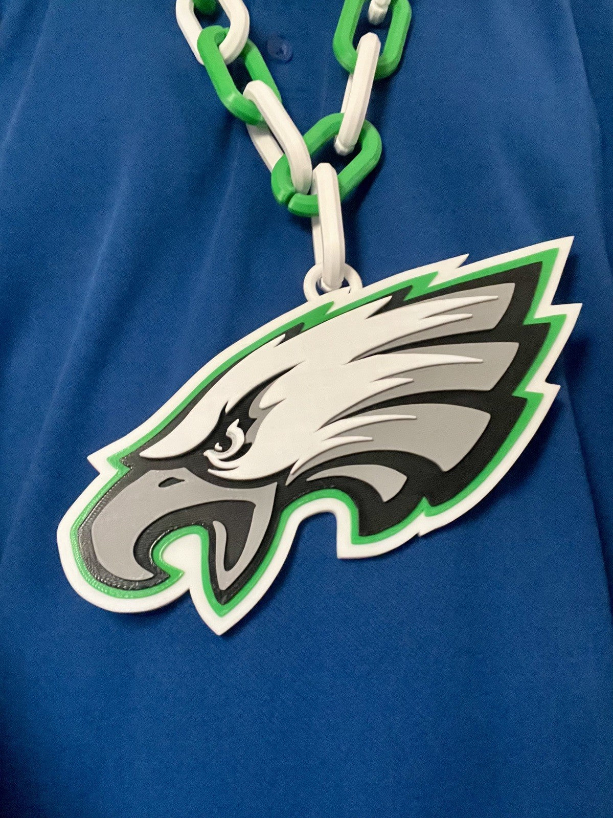 Philadelphia Eagles Extra Large 3D Printed Fan Necklace Chain Links 4 Game Day