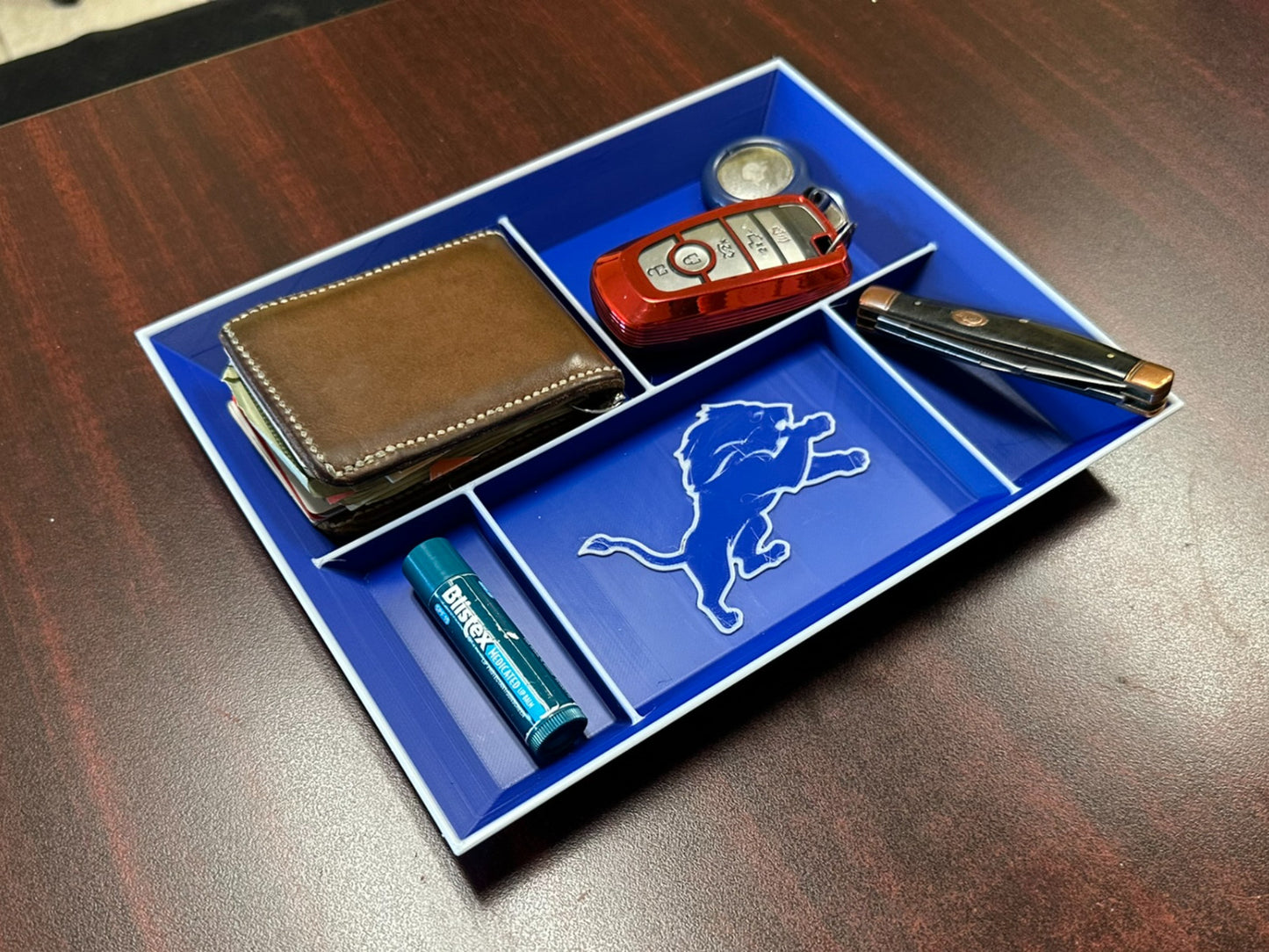 Detroit Lions EDC Dump Tray 3D Printed Valet Desk Organizer Nightstand Catchall