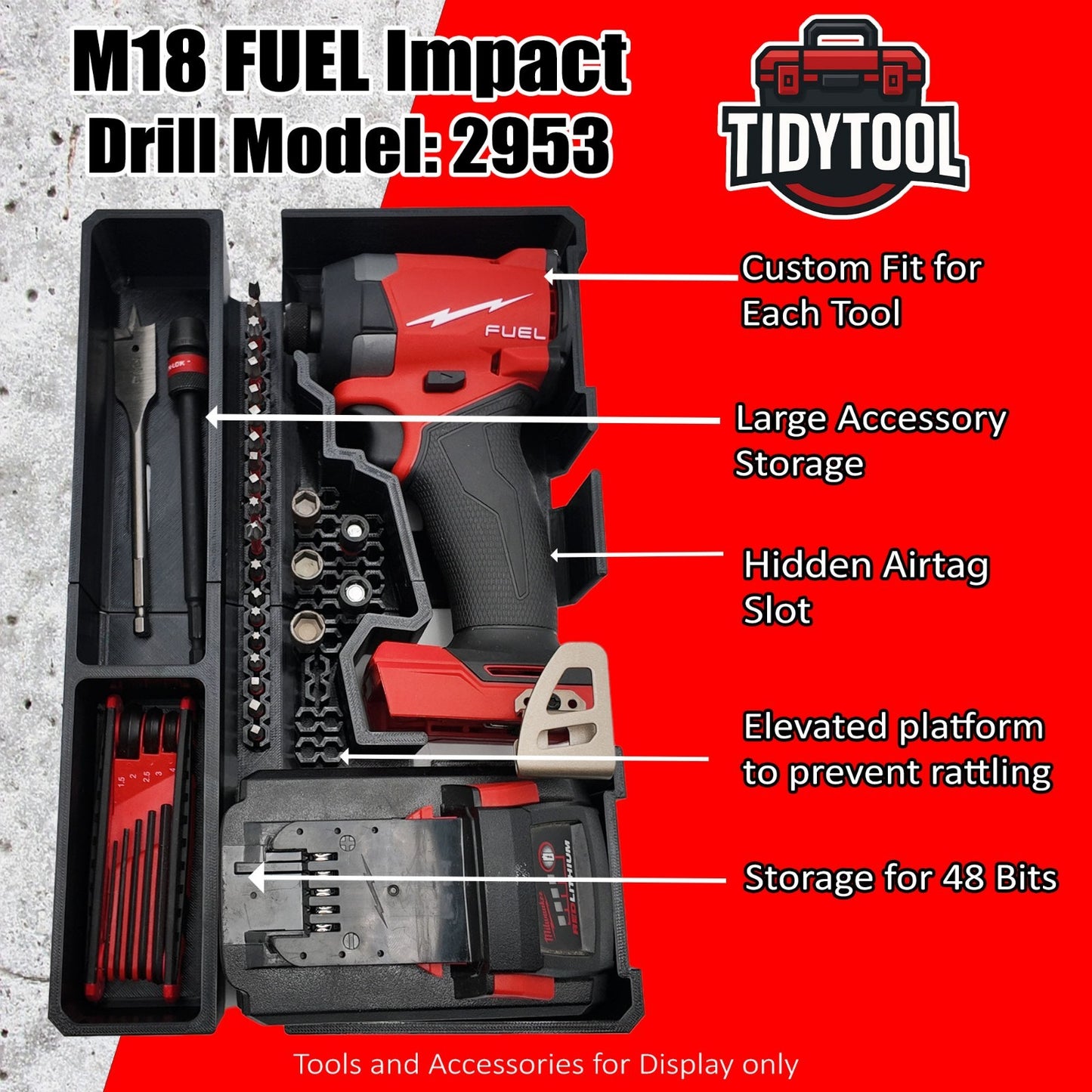 M18 Fuel 1/4" Hex Impact Driver Organizer for Milwaukee Packout 2 and 3 insert V