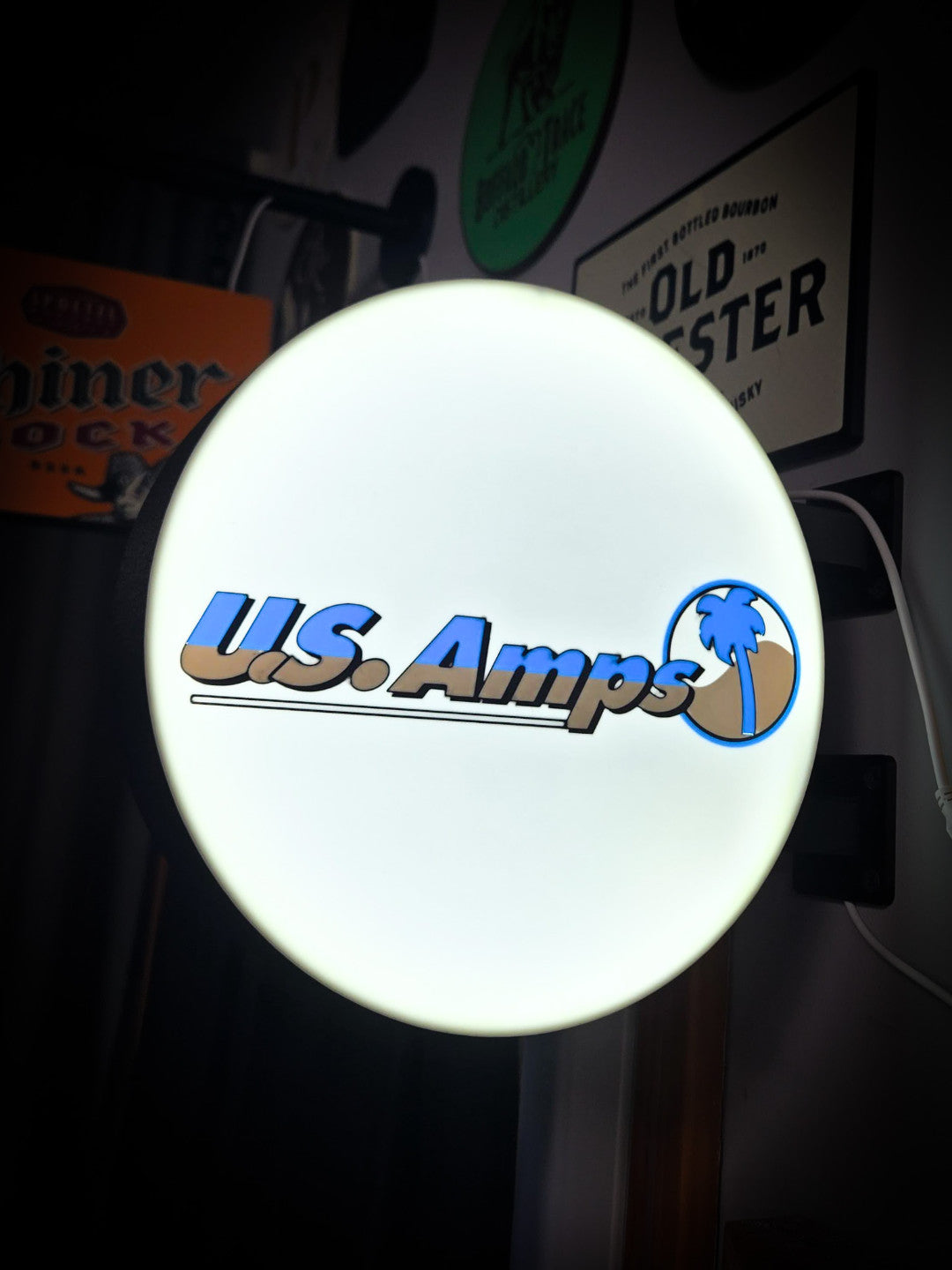 US AMPS 12 Inch Light Box LED Sign 3D Printed Wall Decor Man Cave Garage