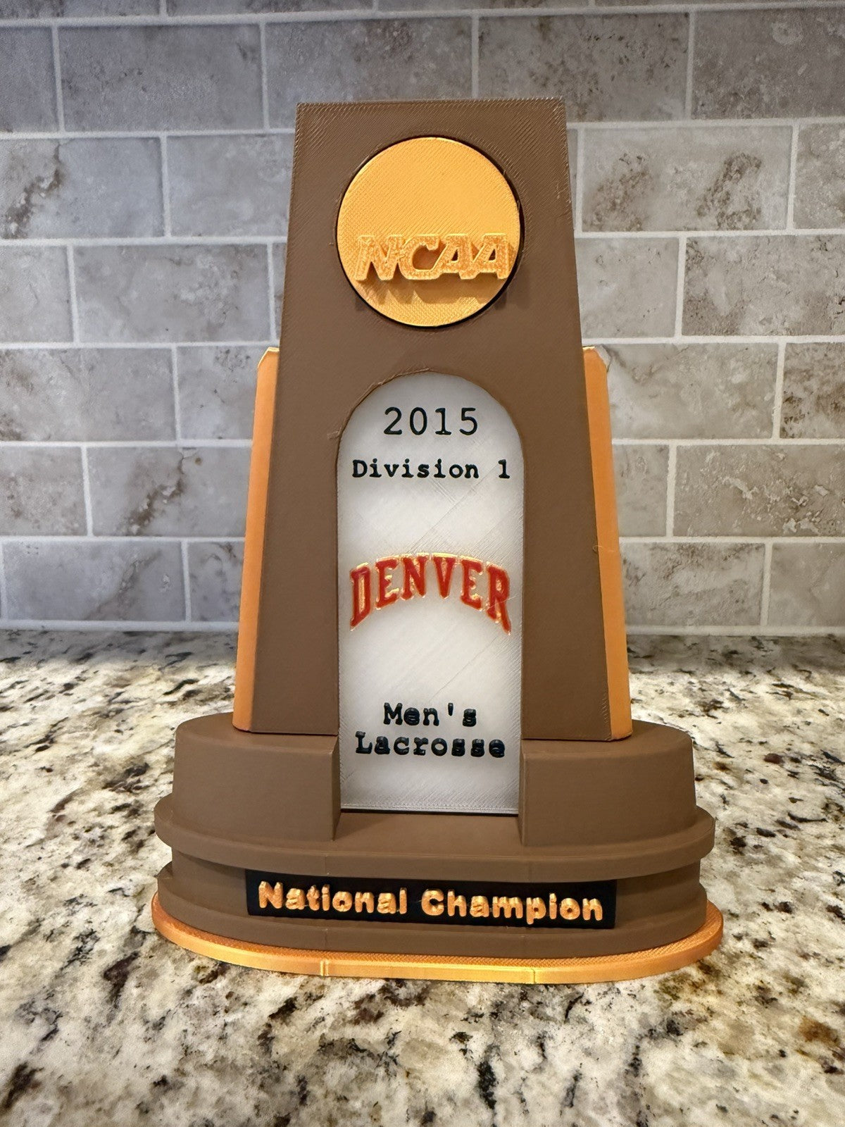 Denver pioneers 2015 lacrosse national champion 3d print custom