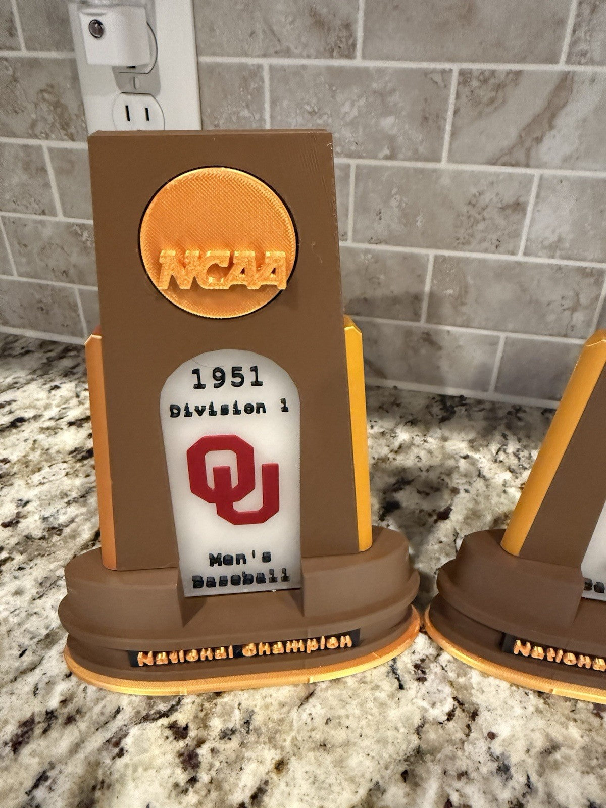 3-Oklahoma Sooners baseball 1951-1994-2026 national champion trophy 3d printed