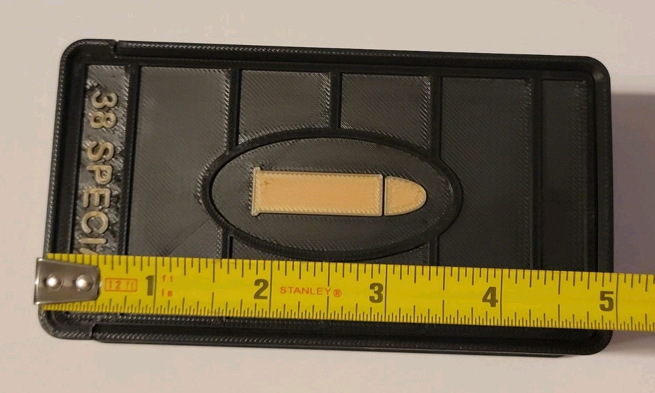 38 Special 50 Rd Ammo Box Holder Slide Lid 3d Printed Black Gold