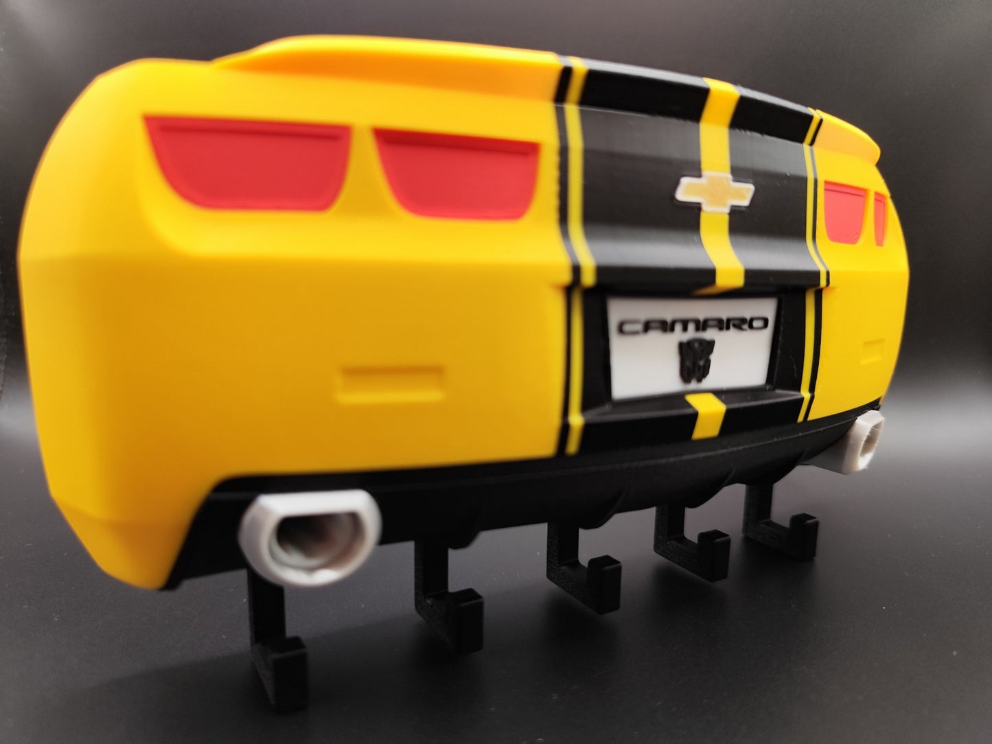 Retro Sports Car Key Holder – Yellow Black Wall Mount with Hooks – Tail Light In