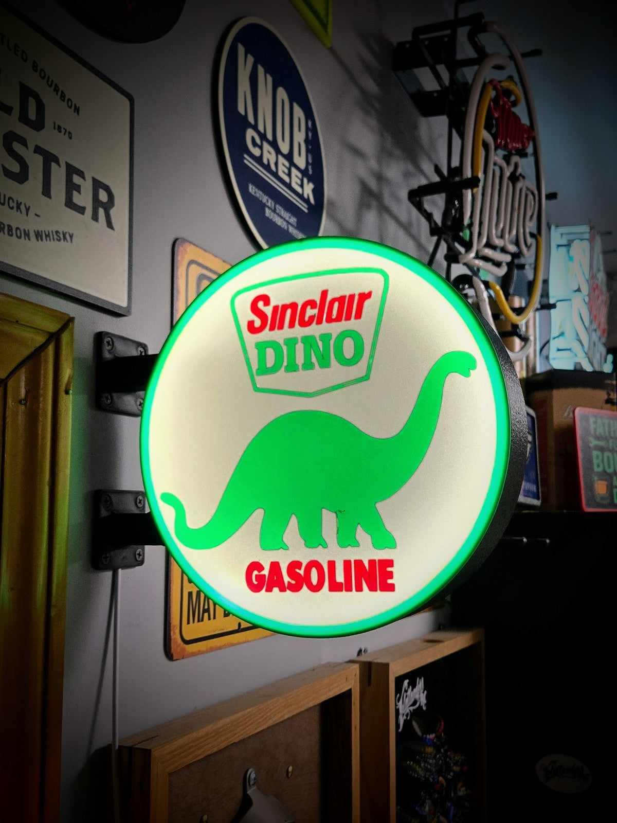 SINCLAIR DINO 12 Inch Light Box LED Sign 3D Printed Wall Decor Man Cave Garage
