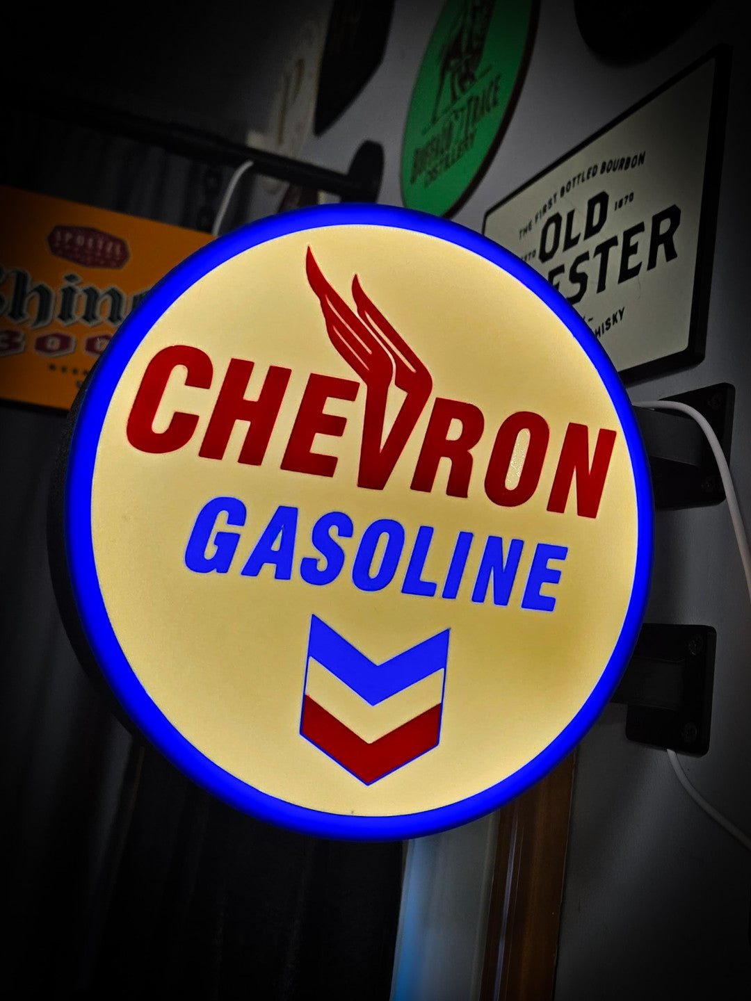 CHEVRON GASOLINE 12 Inch Light Box LED Sign 3D Printed Wall Decor Man Cave