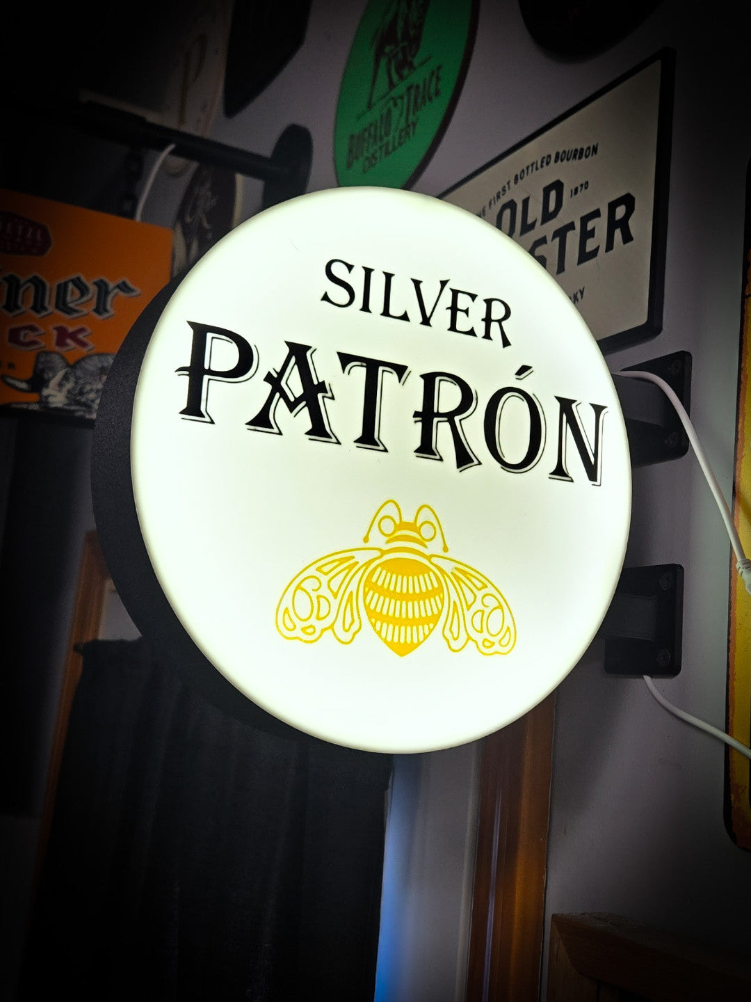 SILVER PATRÓN 12 Inch Light Box LED Sign 3D Printed Wall Decor Man Cave Garage