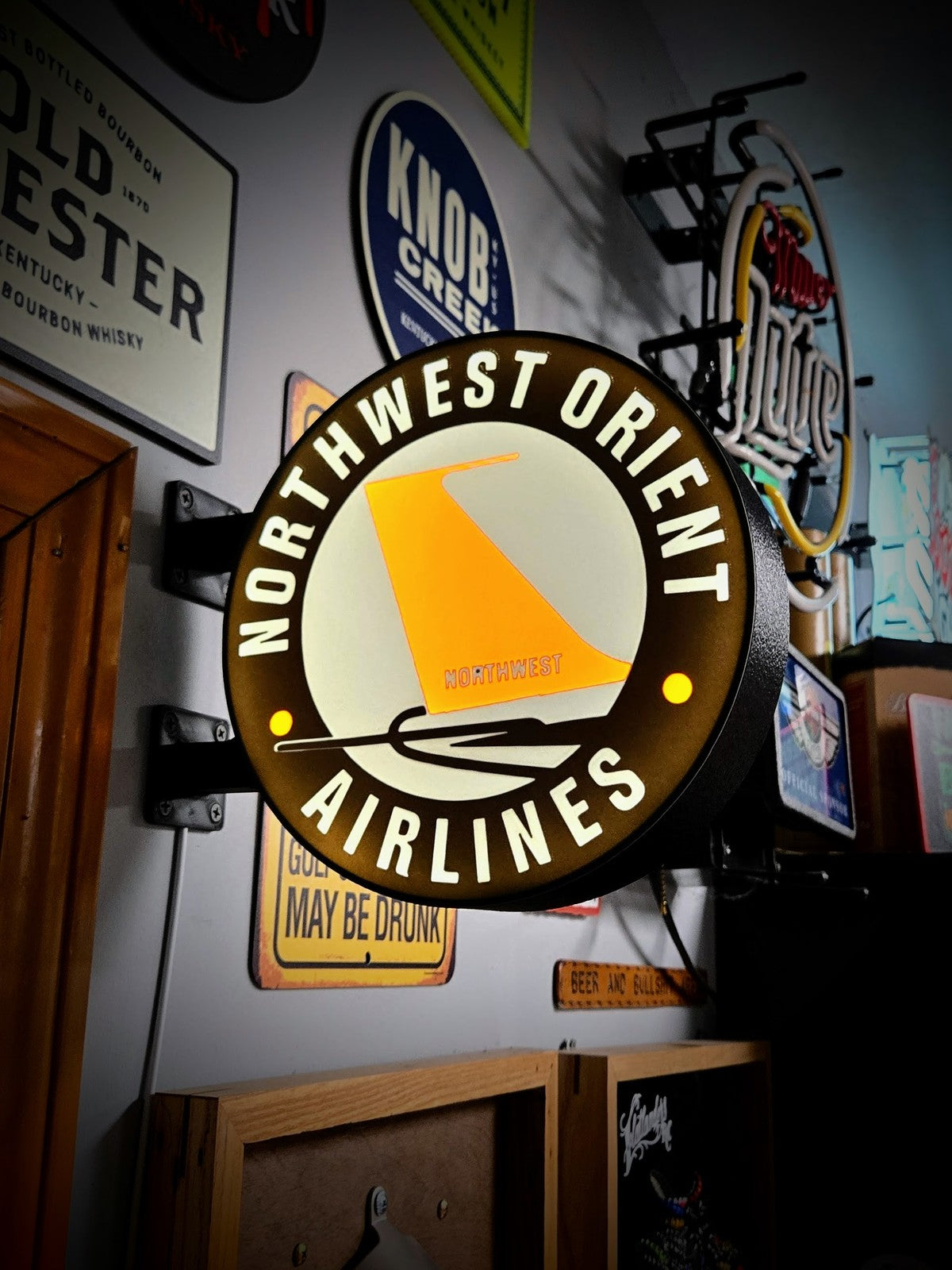 NORTHWEST ORIENT AIRLINES 12 Inch Light Box LED Sign 3D Printed Wall Decor