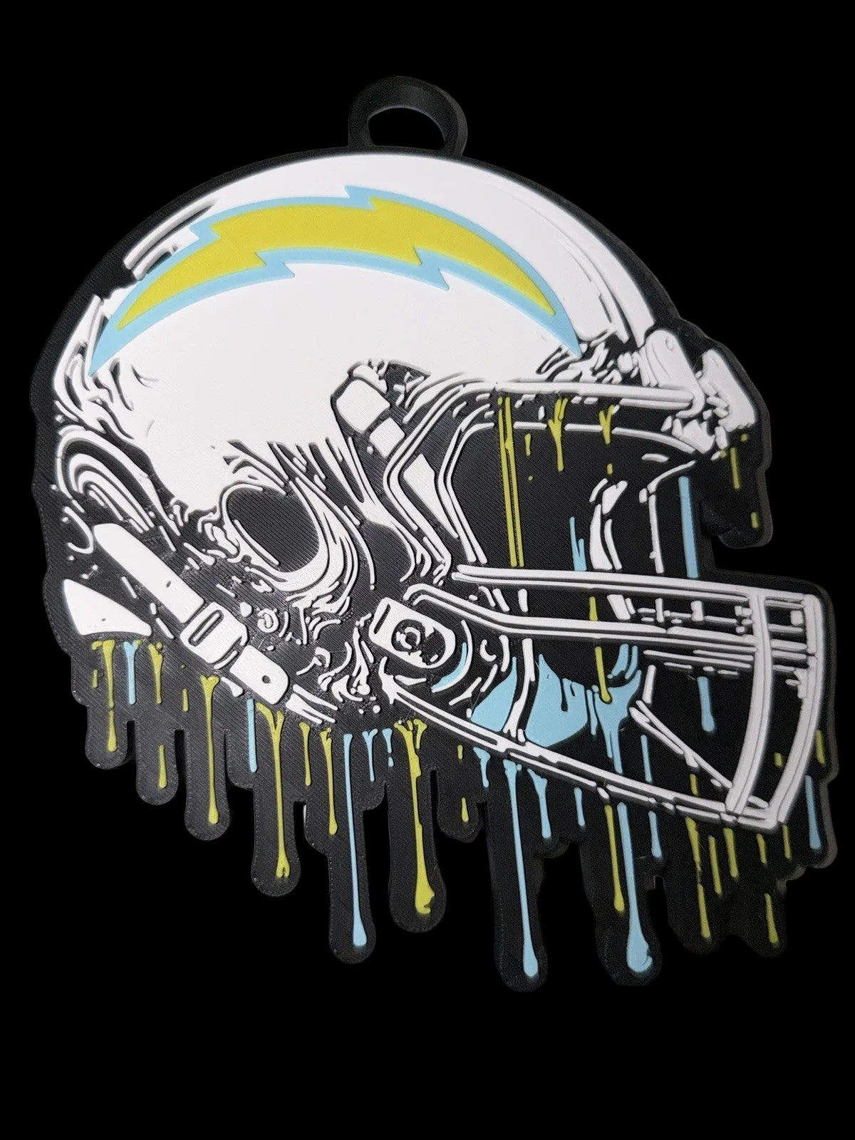 Chargers Custom Team Helmet “Drip” Pendant – 42” Chain Link Necklace 3D printed