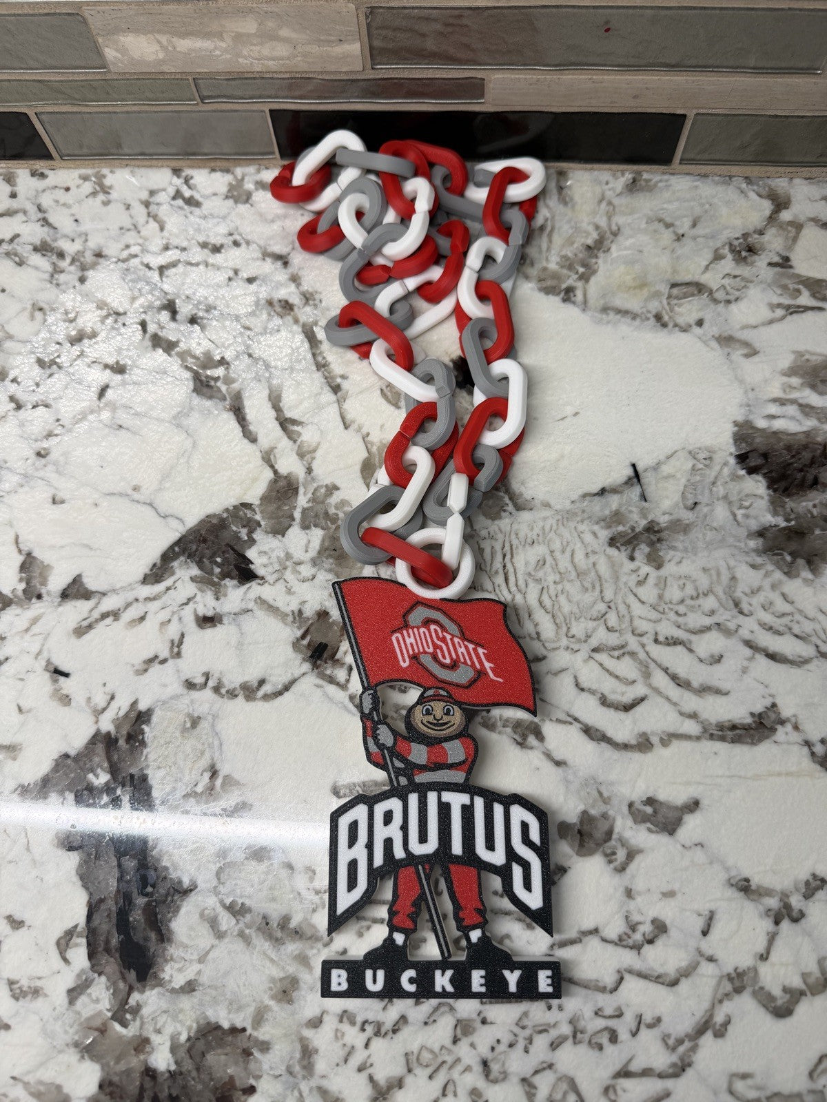 Brutus Buckeye Inspired Hype Chain Ohio State | 4.75” Pendant | 36” Chain
