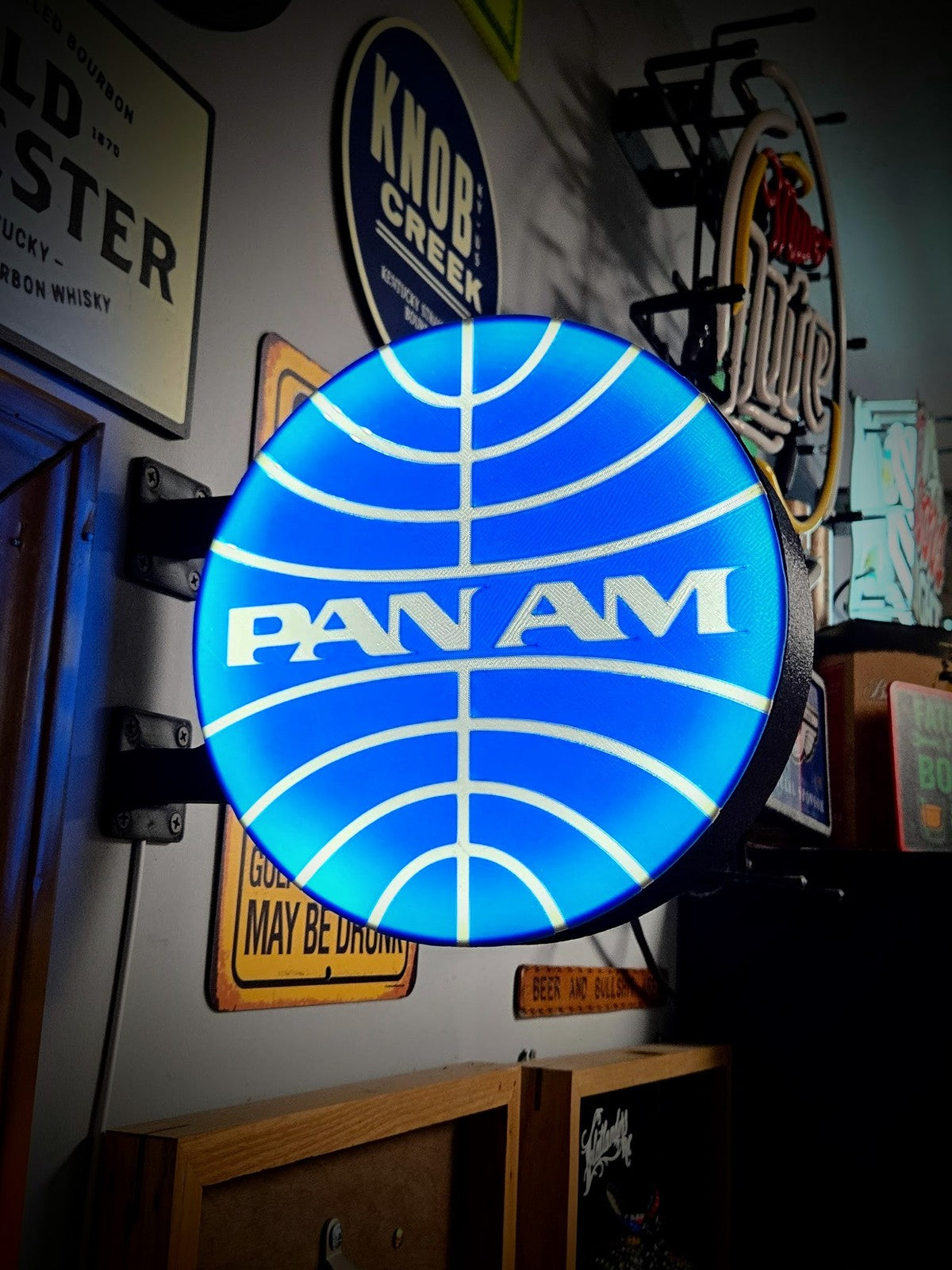 PAN-AM 12 Inch Light Box LED Sign 3D Printed Wall Decor Man Cave Garage
