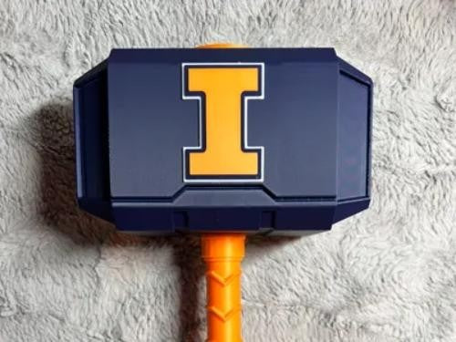 College Fighting Illini Themed Mjolnir Thor's Hammer