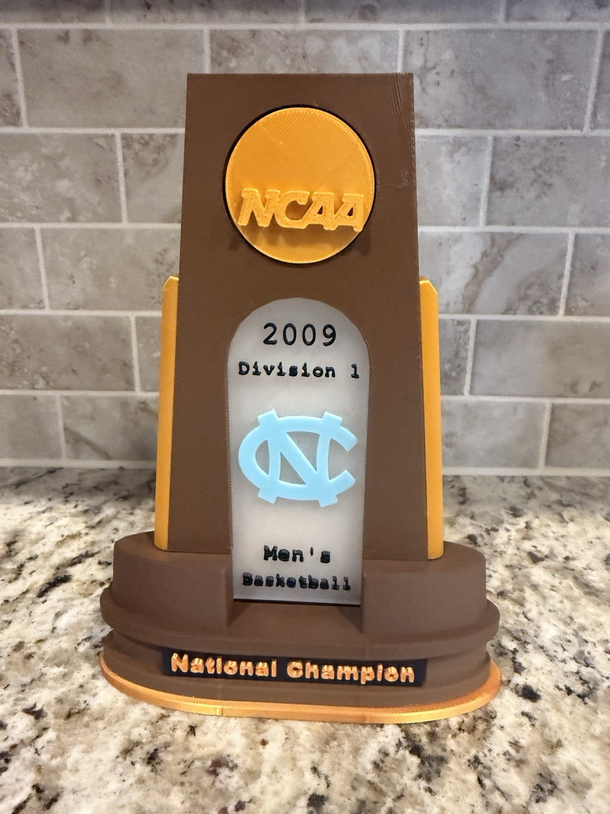 North Carolina Tar heels 2009 national champion trophy 3d printed basketball