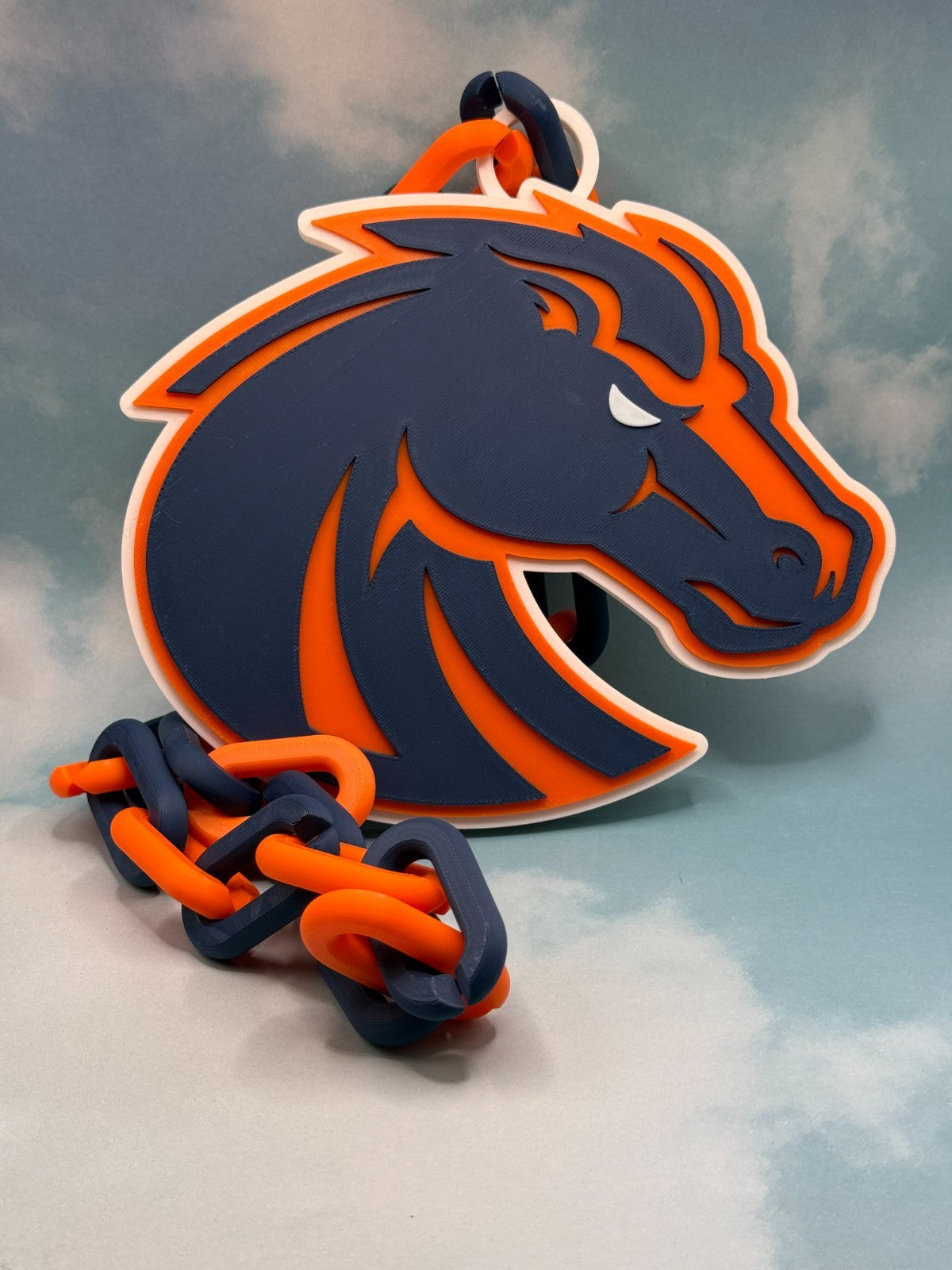 Boise State Broncos Logo Oversized Necklace Pendant Chain Handmade 3D Printed