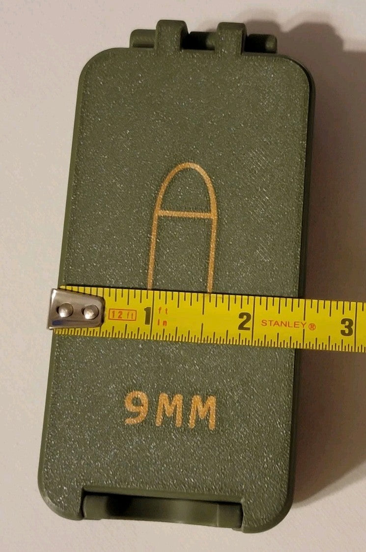 3x 9mm Ammo Box Snap Lock 50 rd Compact 3d Printed Storage Olive Green Gold Pla