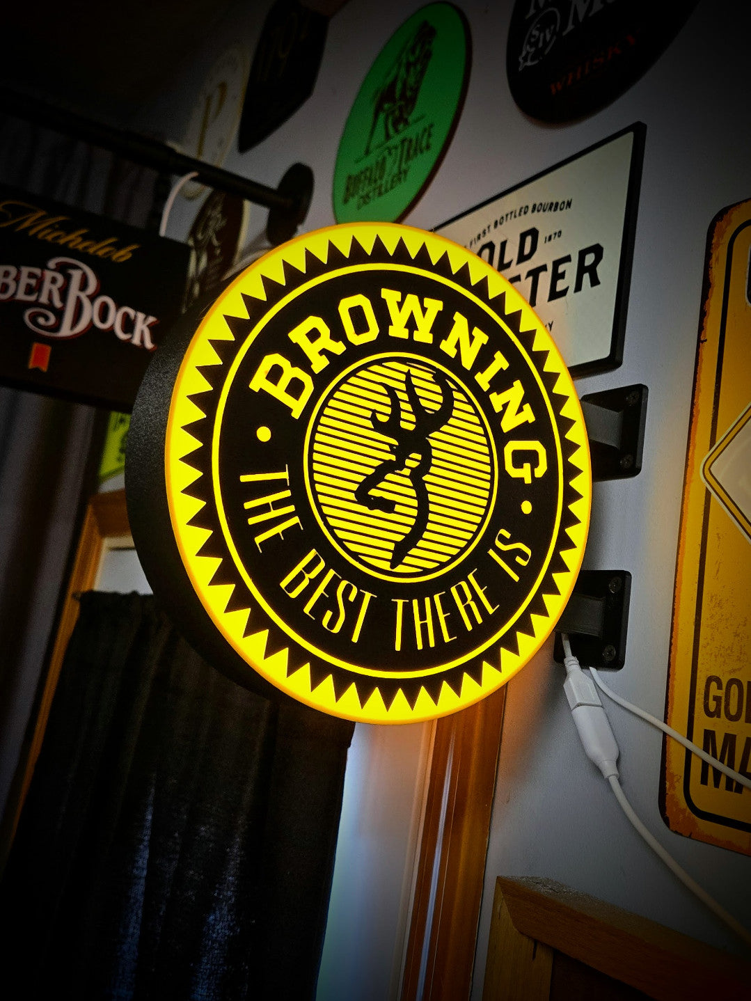 BROWNING 12 Inch Light Box LED Sign 3D Printed Wall Decor Man Cave Garage