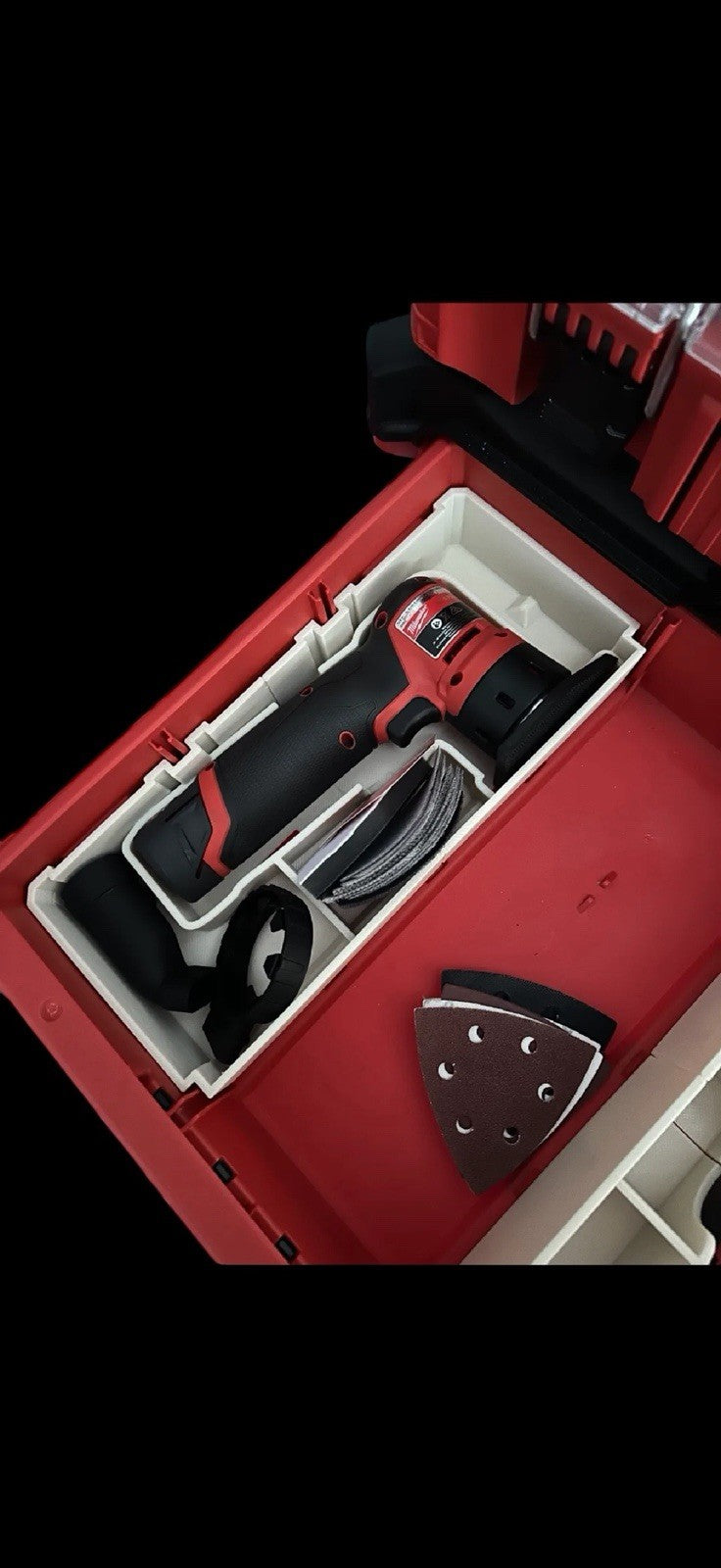 Milwaukee M12 Detail Sander 3 Drawer Insert - Packout Organizer for M12 FDSS