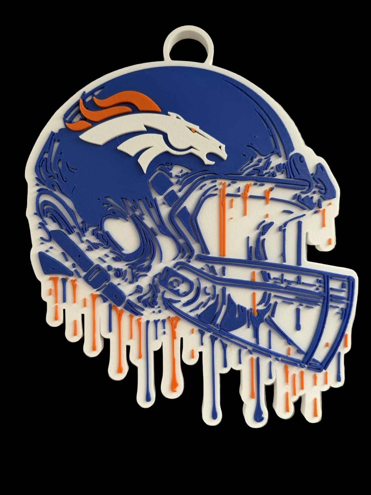 Broncos Custom Team Helmet “Drip” Pendant – 42” Chain Link Necklace 3D printed