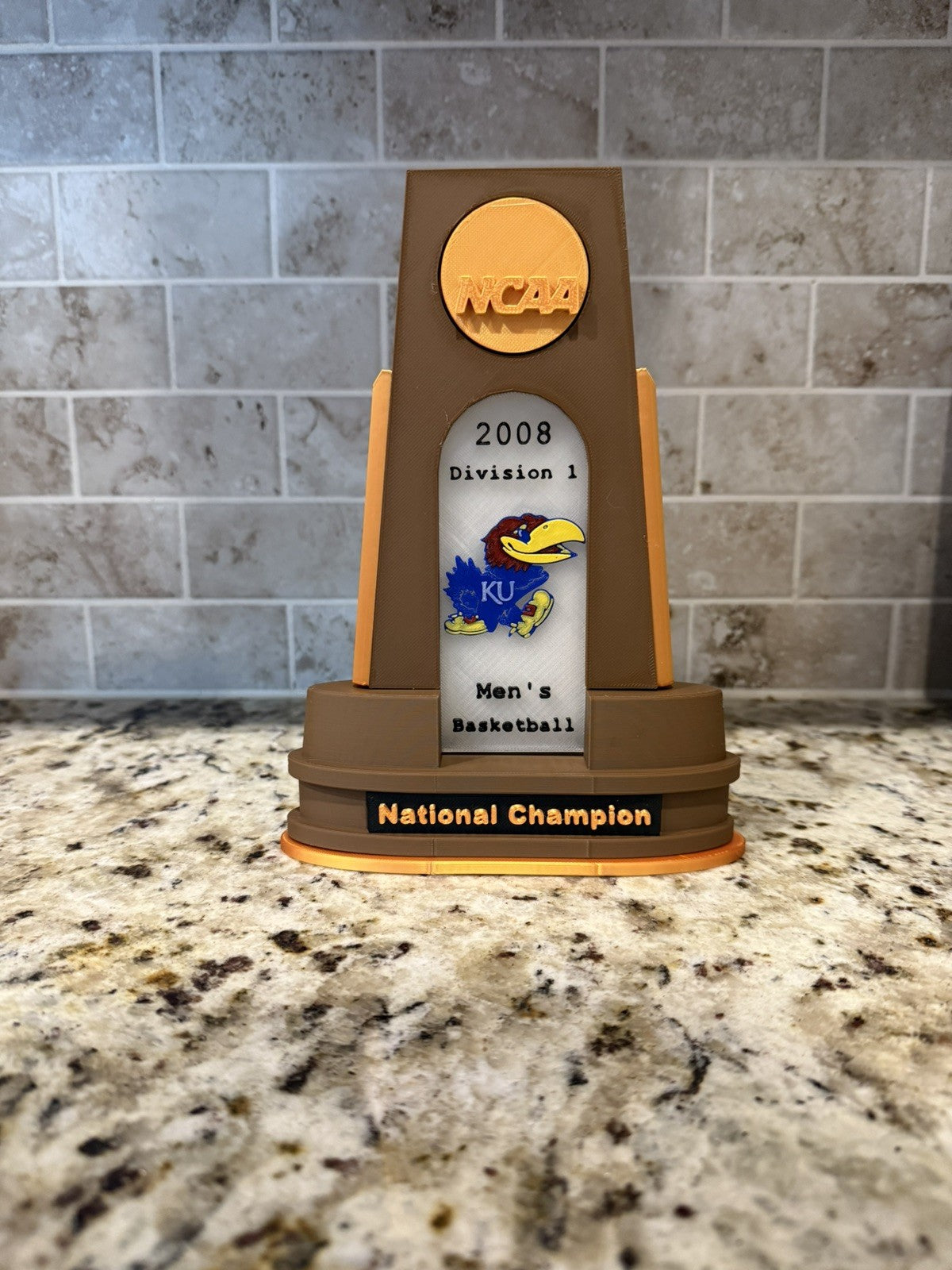 Kansas Jayhawks 2008 ncaa national champion trophy. 3d printed. Custom made