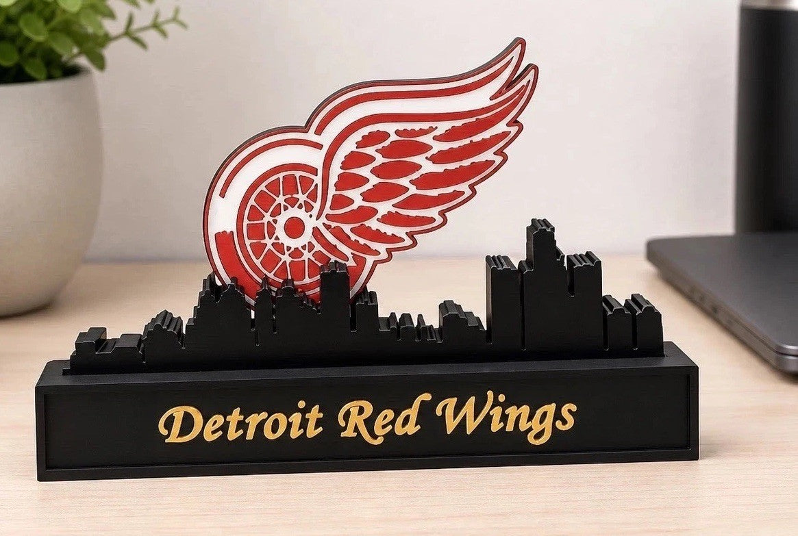 Detroit Red Wings 9” Skyline Hockey Office Desk Decor Sign Man Cave Unique Gift