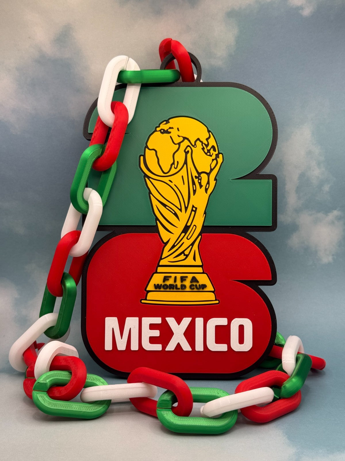 Mexico Soccer Fan Chain Necklace 3D Printed El Tri FMF Big Logo Pendant Green
