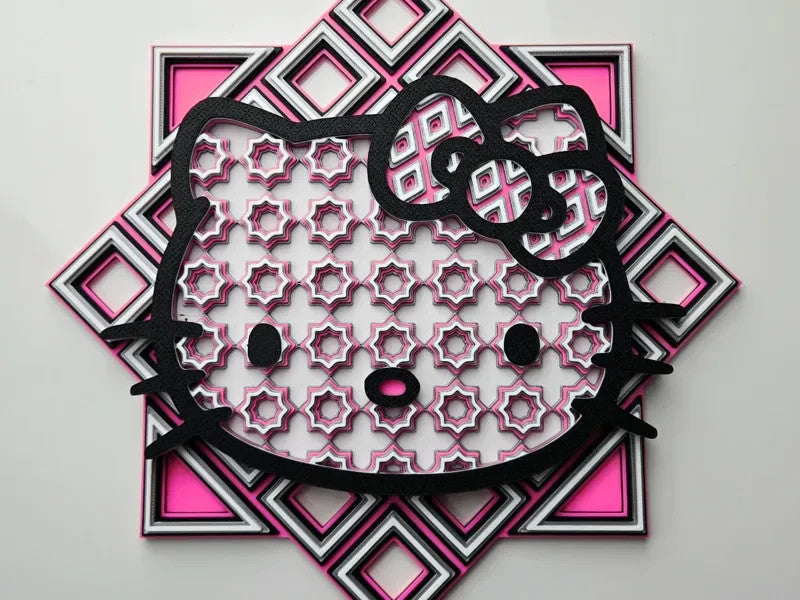 Hello Kitty Wall Art Or Display 3D printed Grid Mosaic