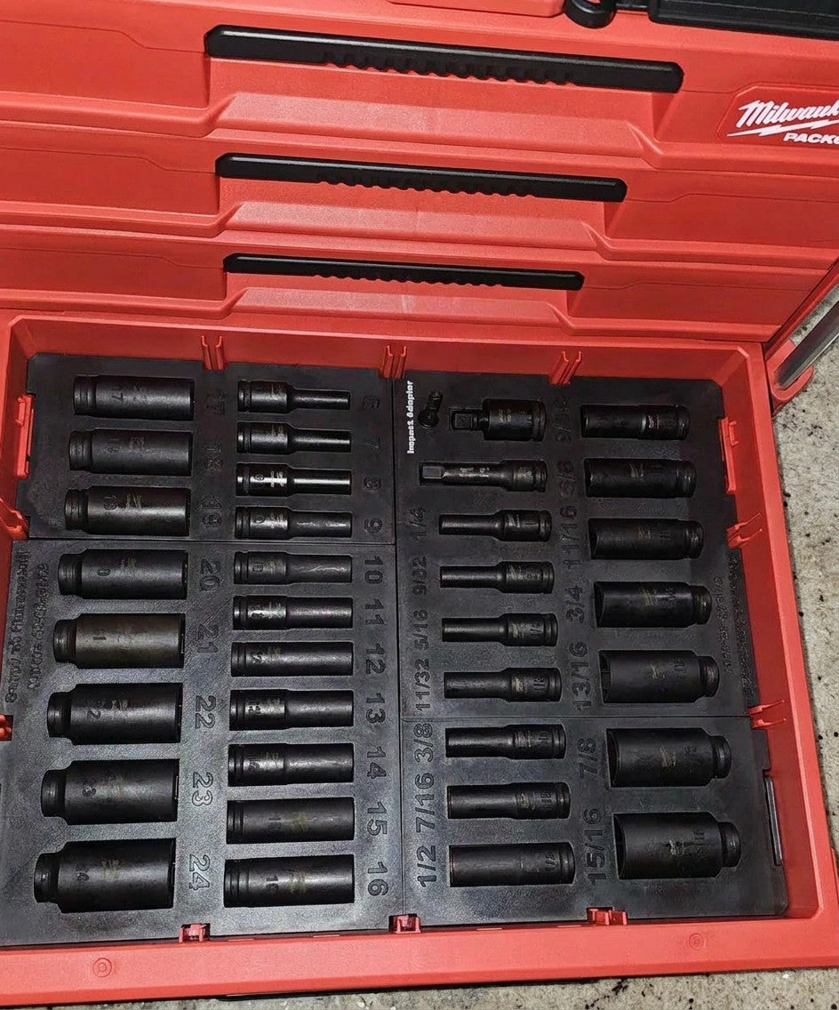 Fits Milwaukee 49-66-6805 36pc Socket Set PACKOUT Drawer Insert (Insert Only)