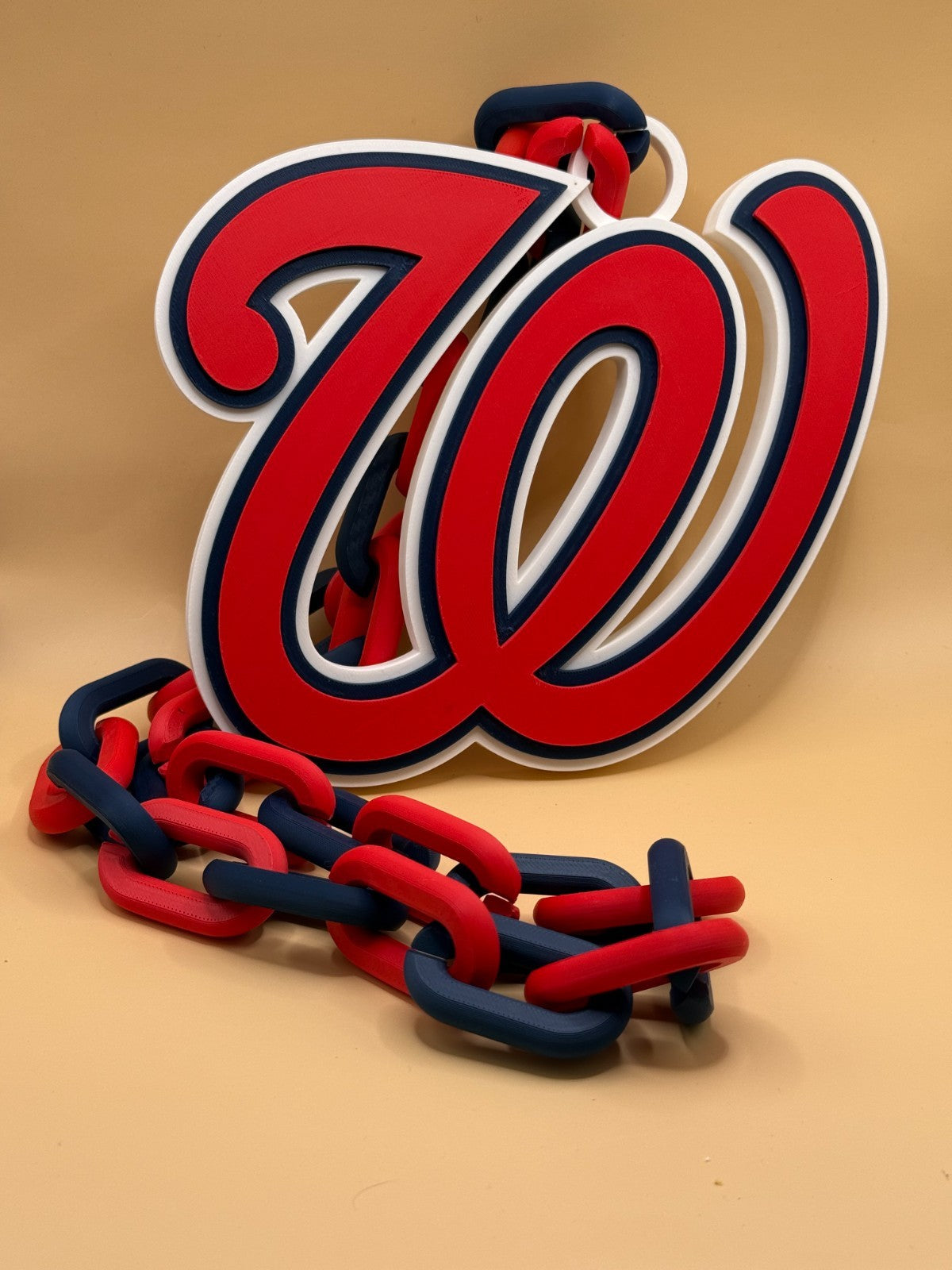 Washington Nationals Oversized Logo Necklace Turnover Chain HandMade 3D Printed